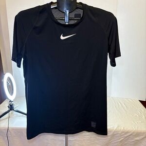 Nike Pro Dri Fit Shirt Men's M Black Short Sleeve Vented Performance Gym 56323
